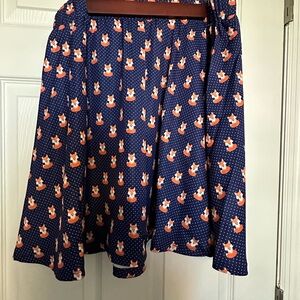 Modcloth Blue Skirt with Fox Print